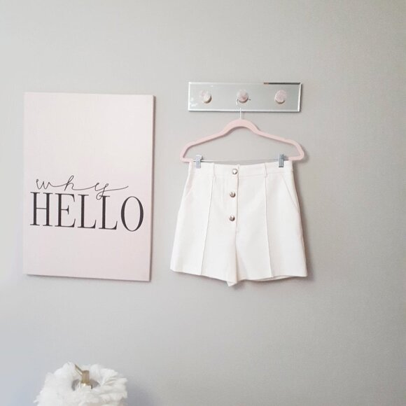 NWT Zara off-white ivory high waisted buttoned front tailored Bermuda shorts, L - Picture 8 of 11